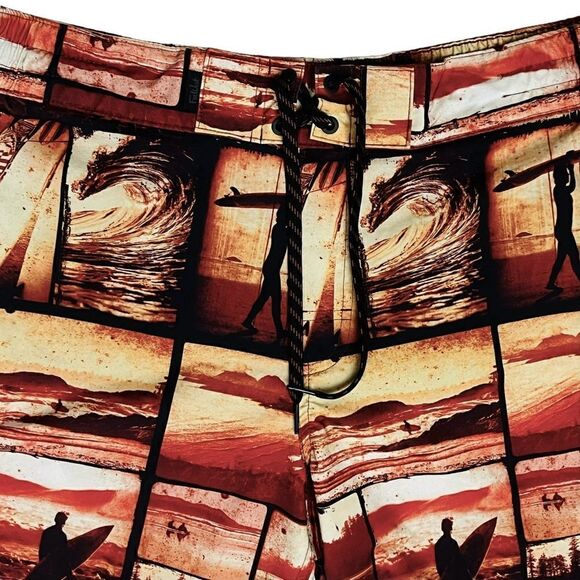 Far West Surf 🏄 Palms Sunset Tropical Board Swim Trunk Sz L NWOT - Picture 3 of 10